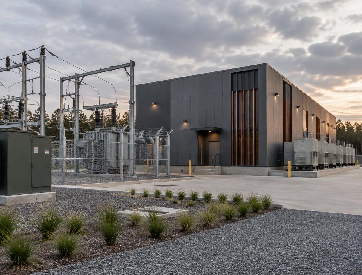 Concept rendering of a compact edge data center near an electrical substation